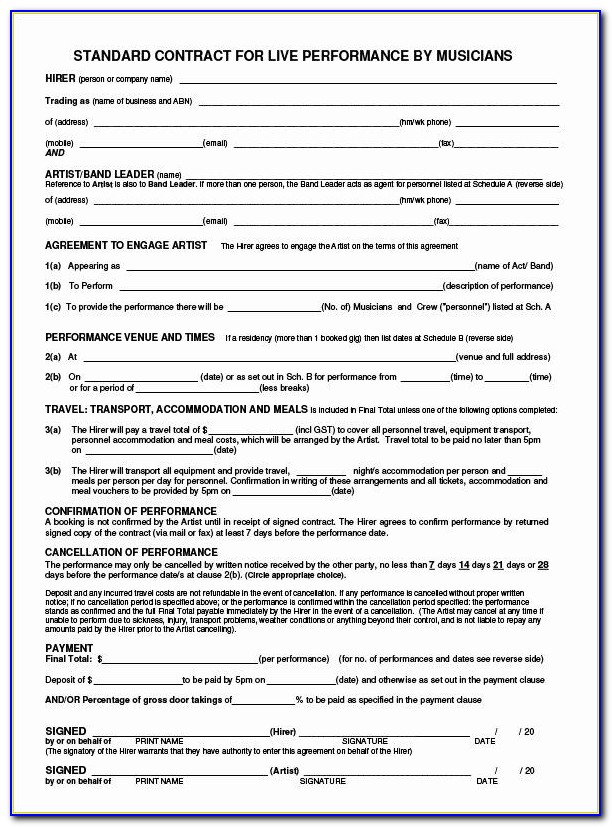 Booking Agency Agreement Template