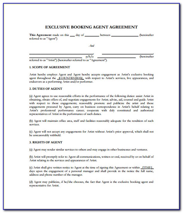 Booking Agent Contract Forms