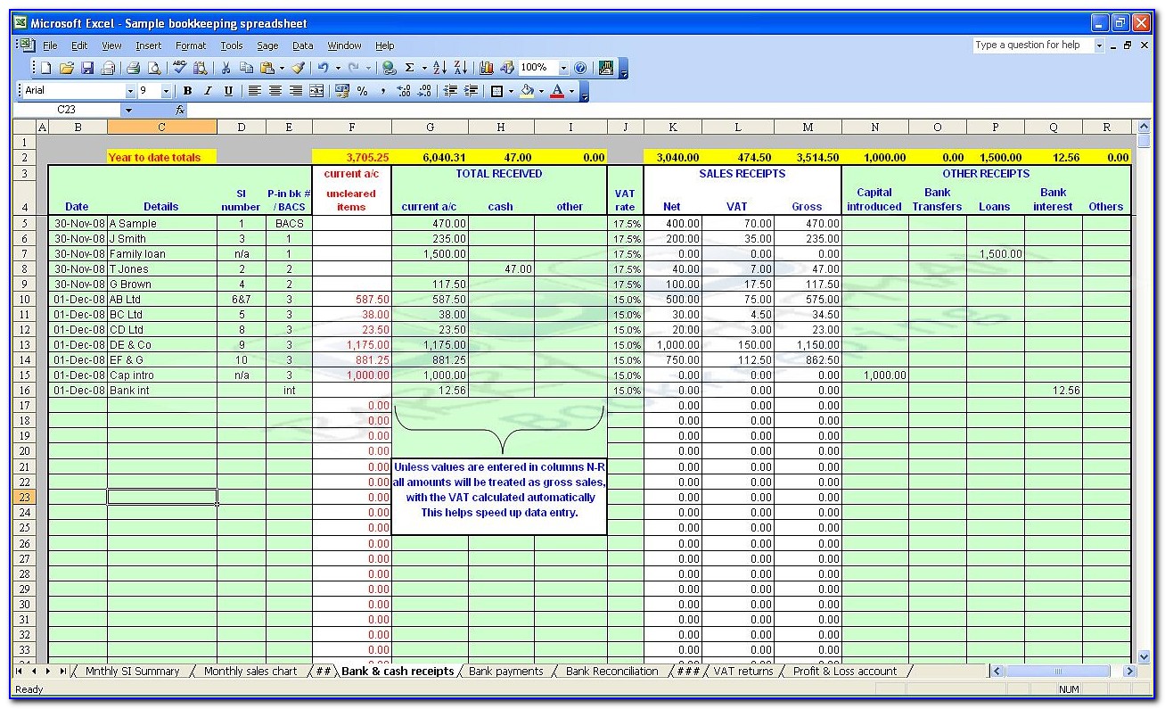 Bookkeeping Templates For Self Employed Excel