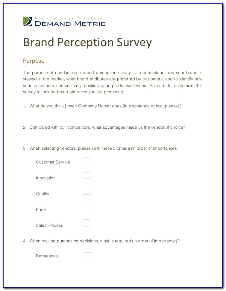 Brand Awareness Survey Question Examples