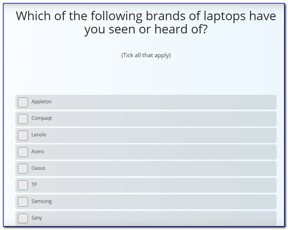 Brand Awareness Survey Samples