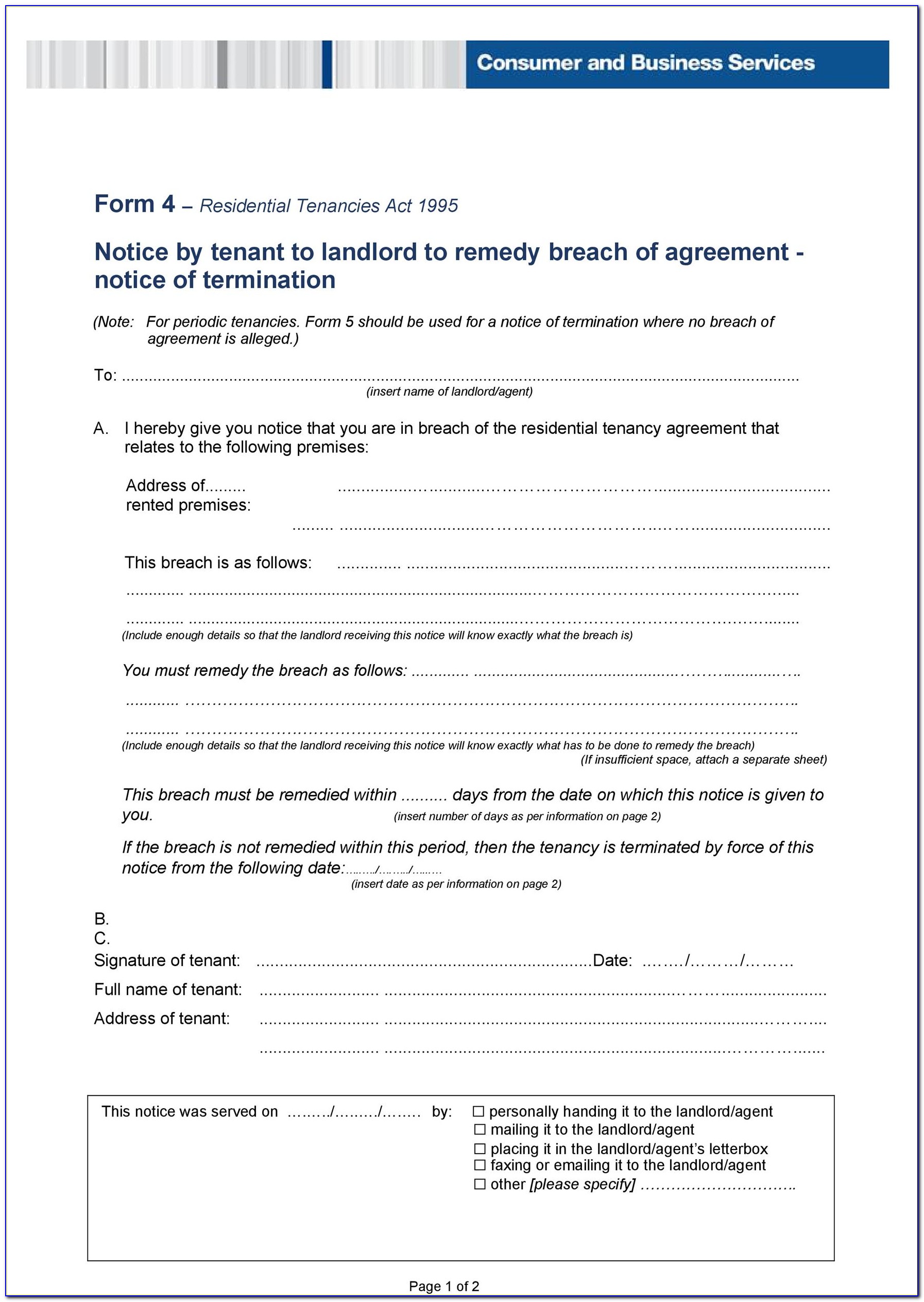 Breach Of Contract Form Florida