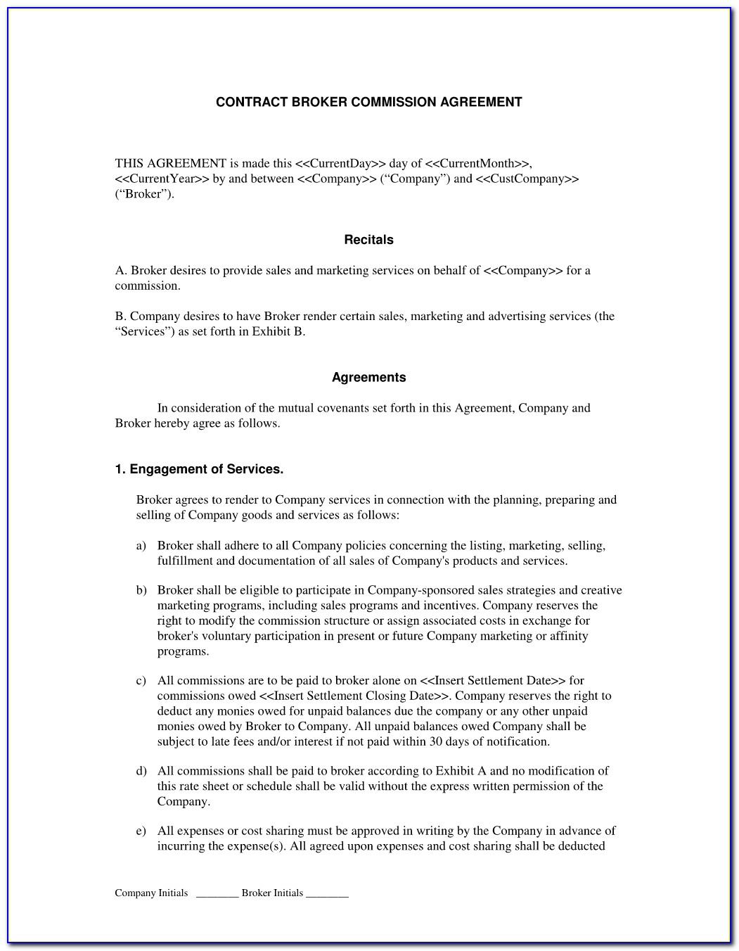 Brokerage Commission Agreement Template