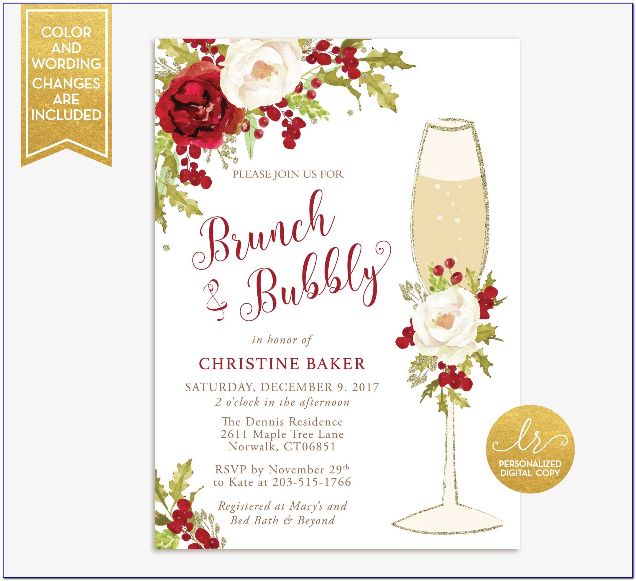 Brunch And Bubbly Invitation Template