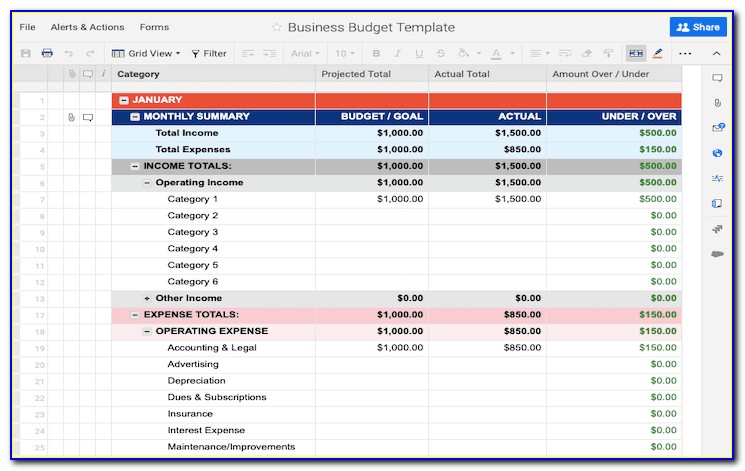 Budget Forecast Excel Spreadsheet