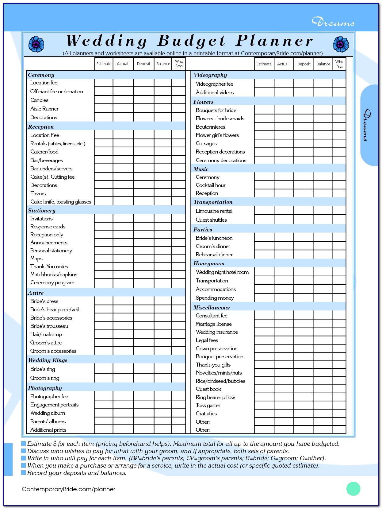 Budget Planner Free Printable Worksheets