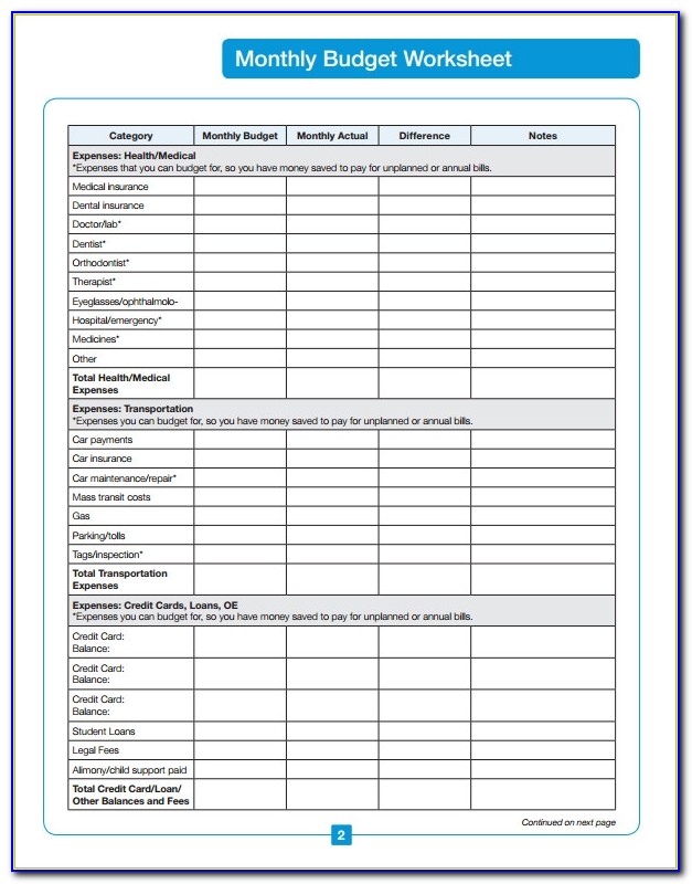 Budget Sheet Sample Excel
