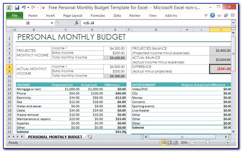 Budget Spreadsheet Example Excel