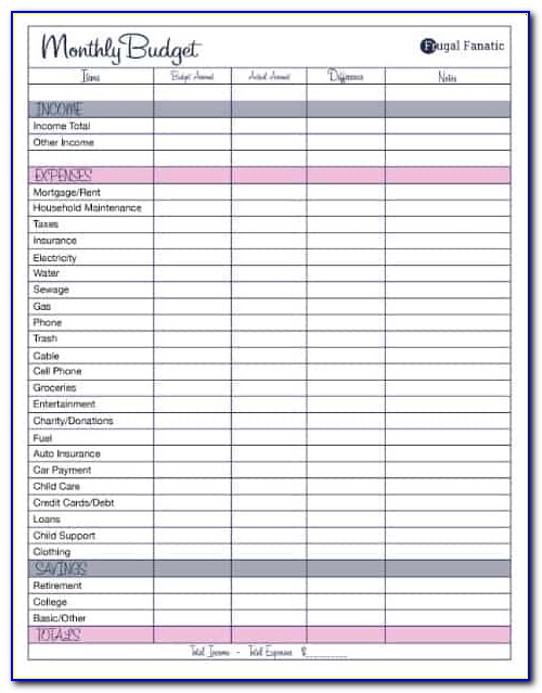 Budget Spreadsheet Template Monthly