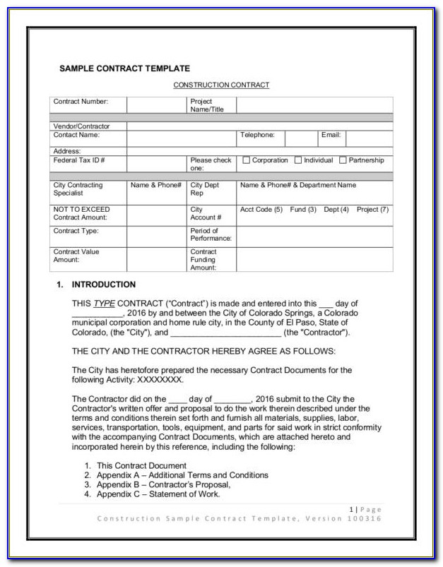Builder Contract Forms Free
