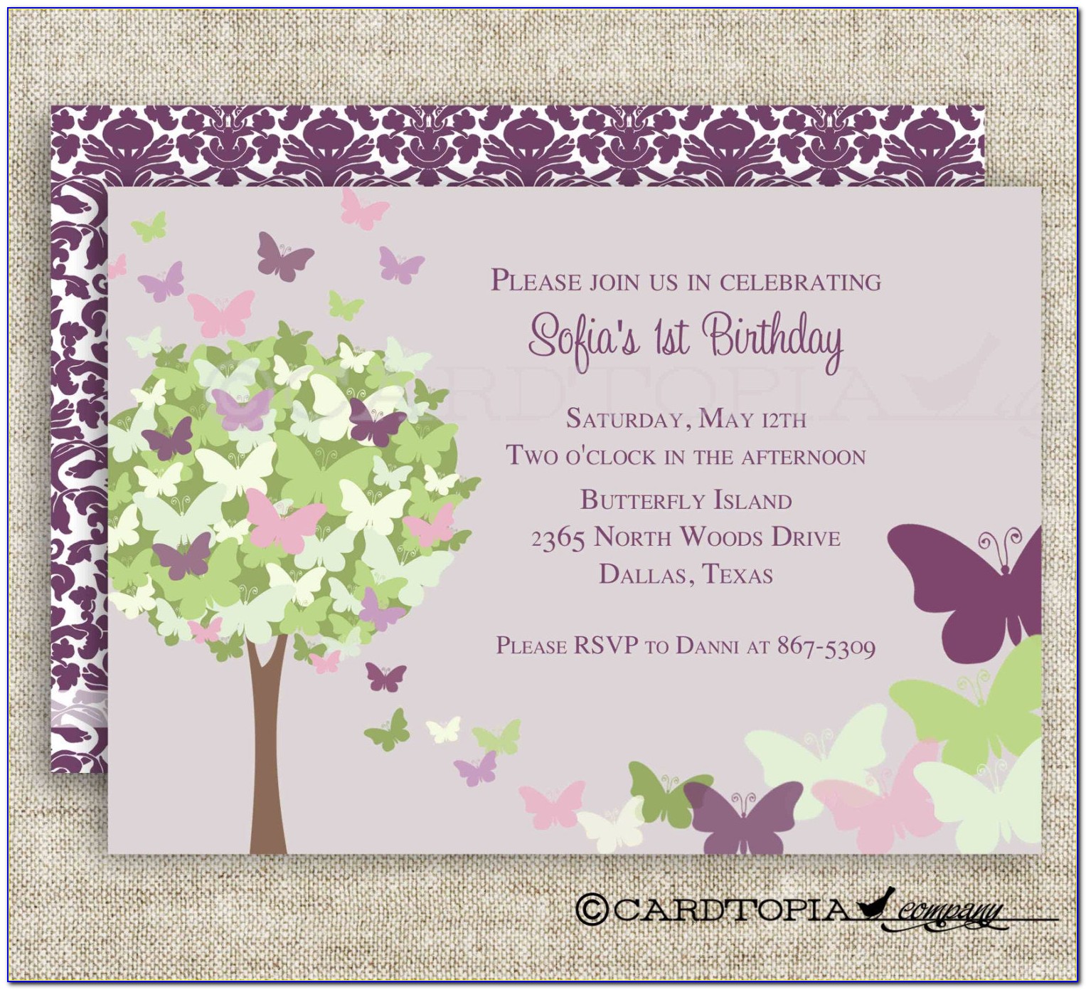 Butterfly Birthday Invitation Card