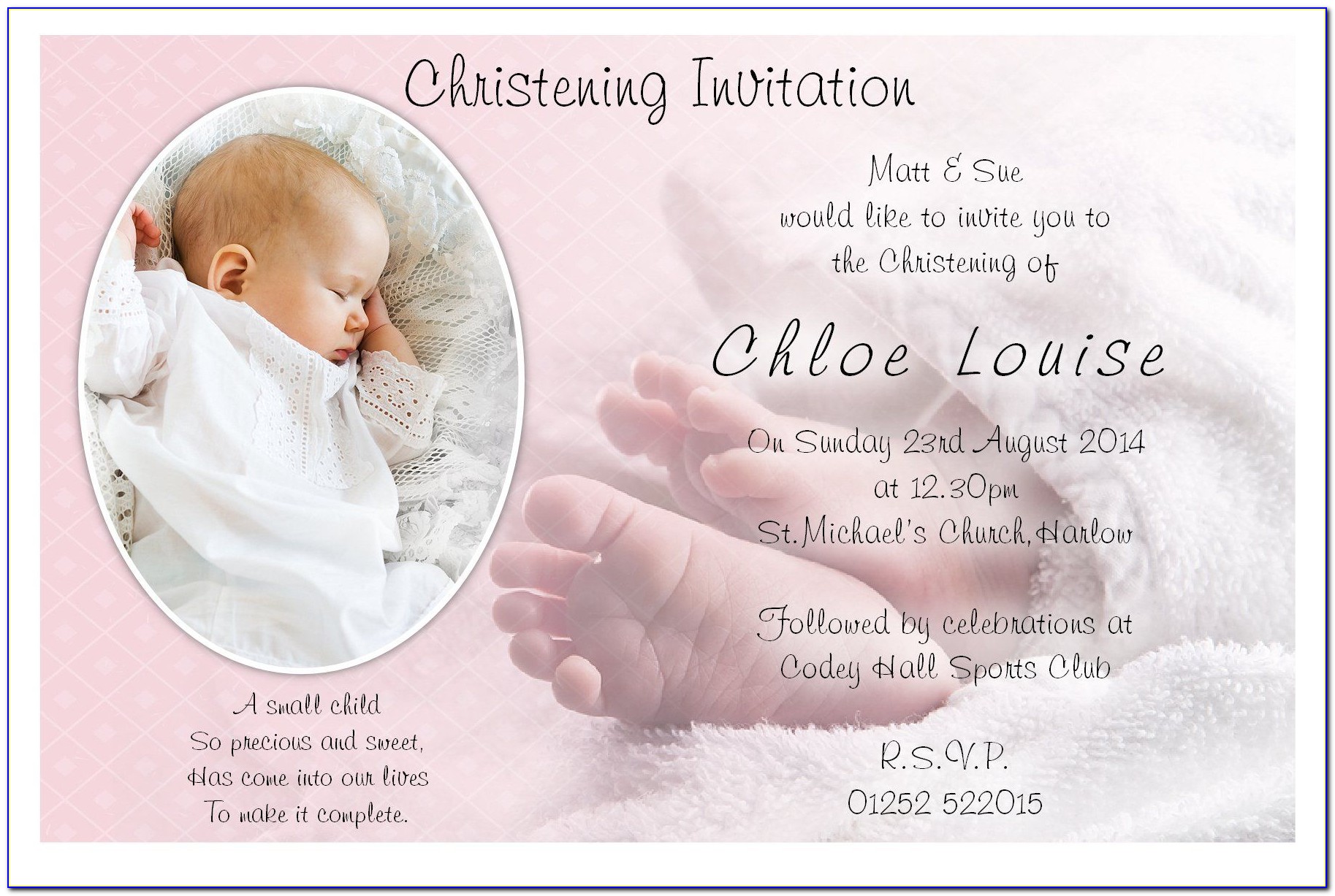 Child Dedication Invitation Cards
