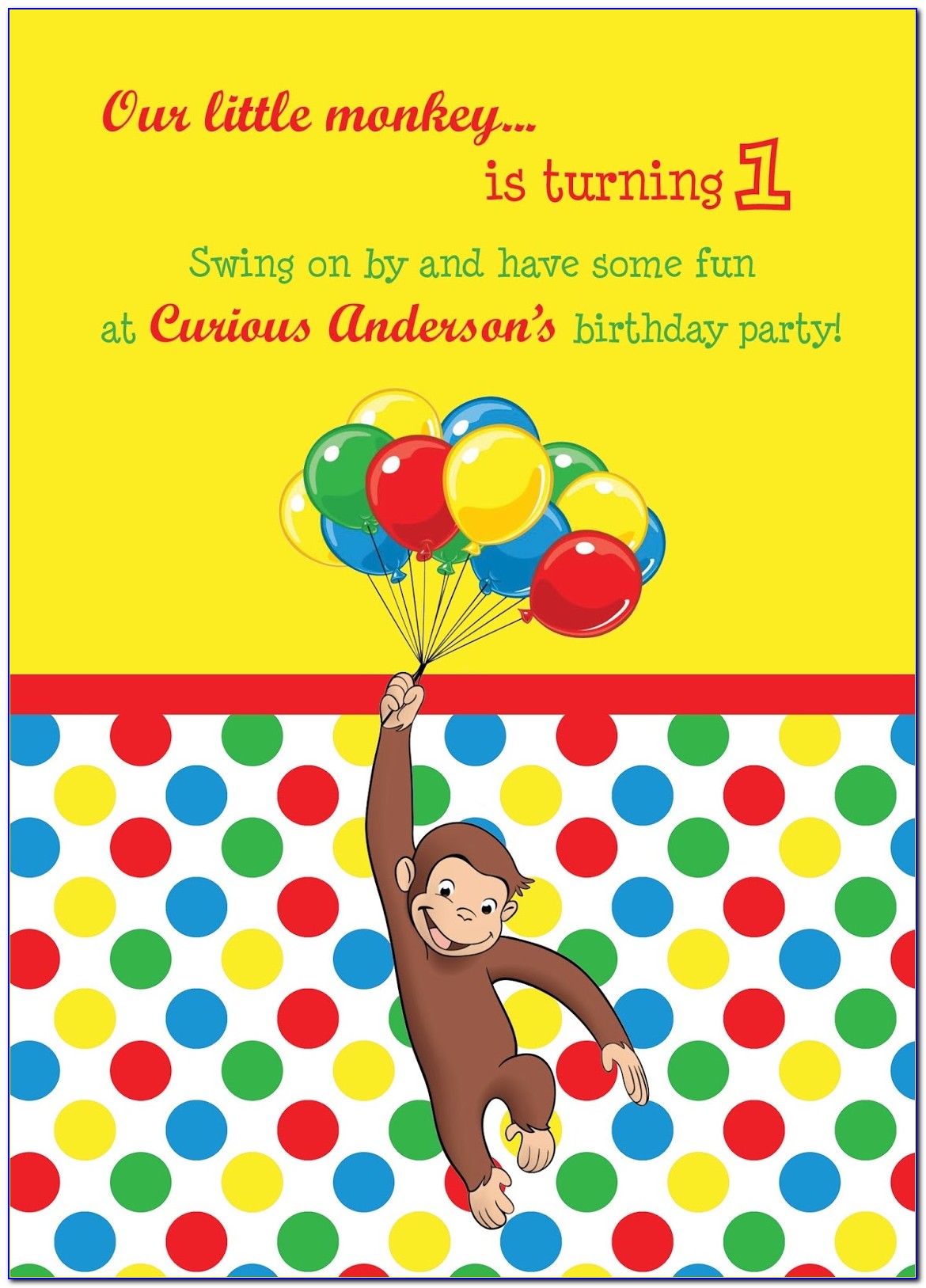 Curious George Birthday Invitation Template