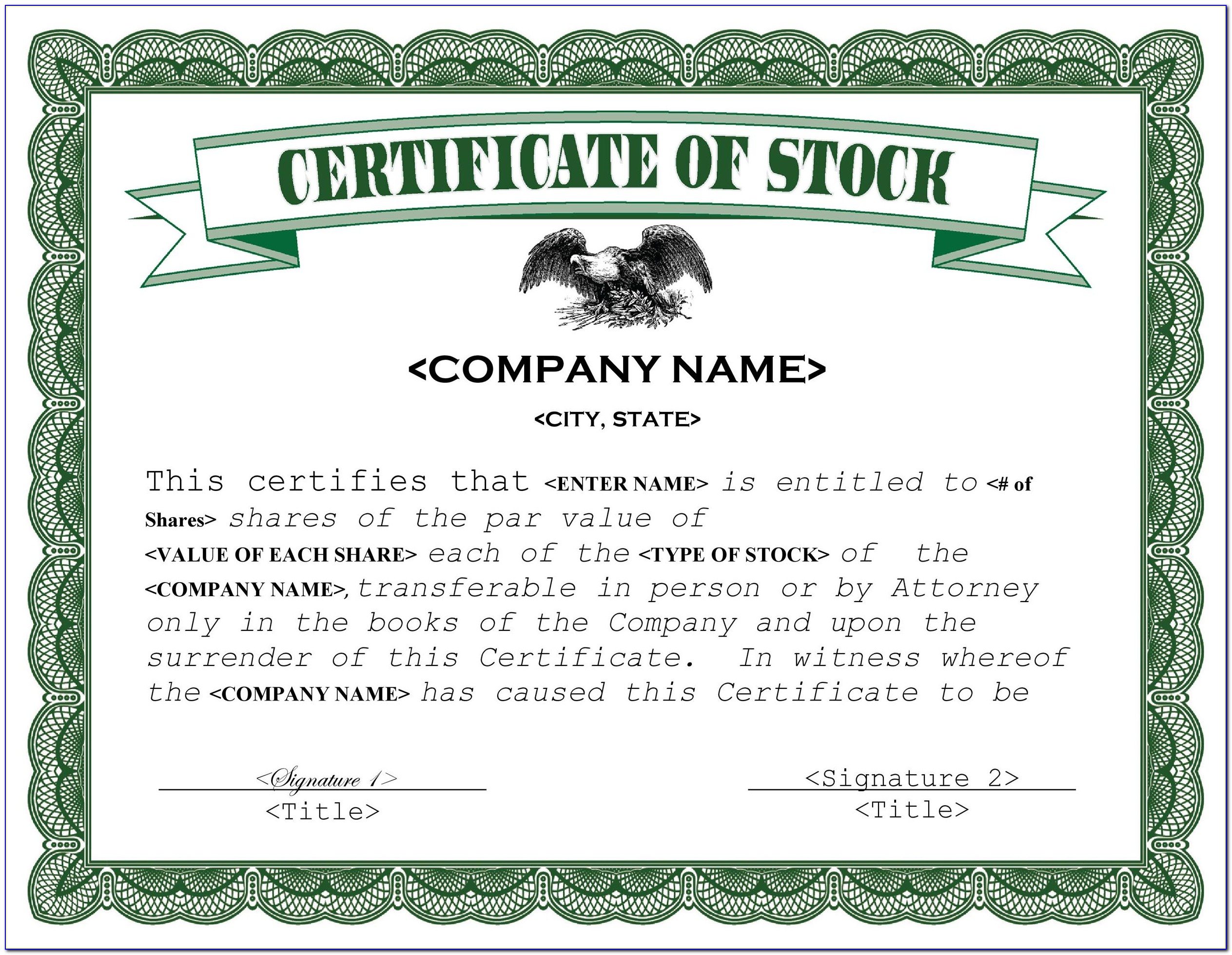Downloadable Blank Stock Certificate Template