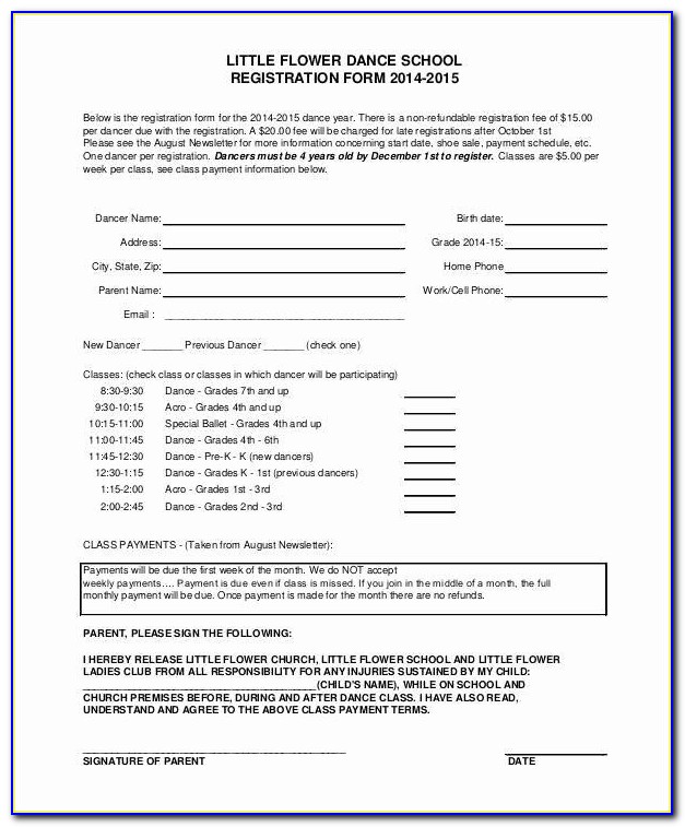 Free Baseball Registration Form Template