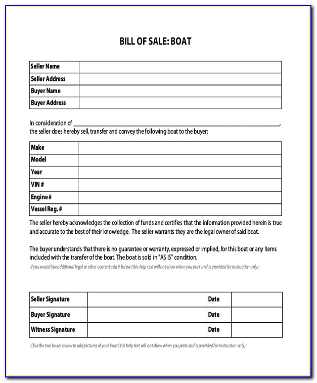 Free Bill Of Sale Template For Car Pdf