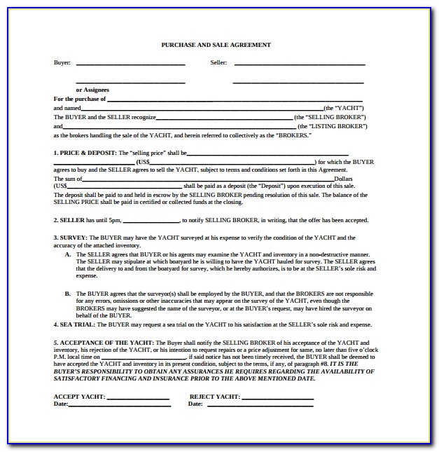 Free Boat Purchase Agreement Form