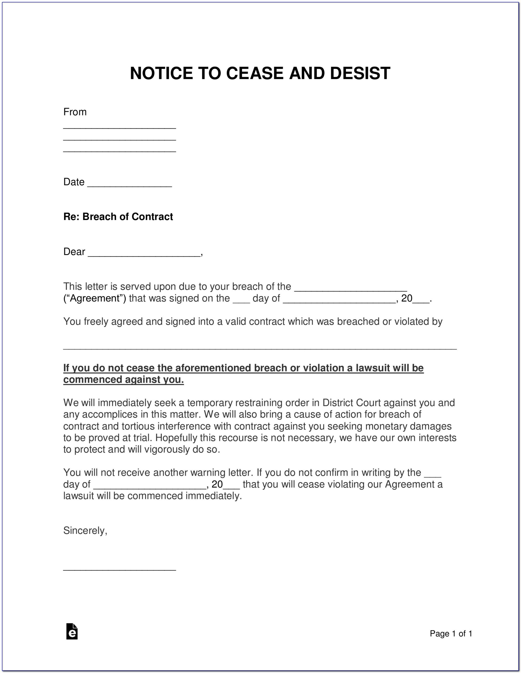 Free Breach Of Contract Letter Template Uk