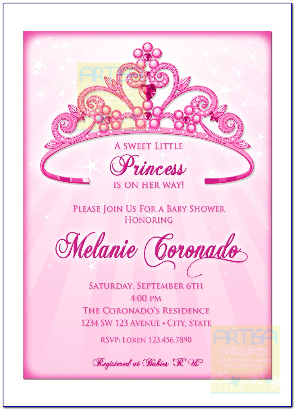 Free Printable Princess Baby Shower Invitations Templates