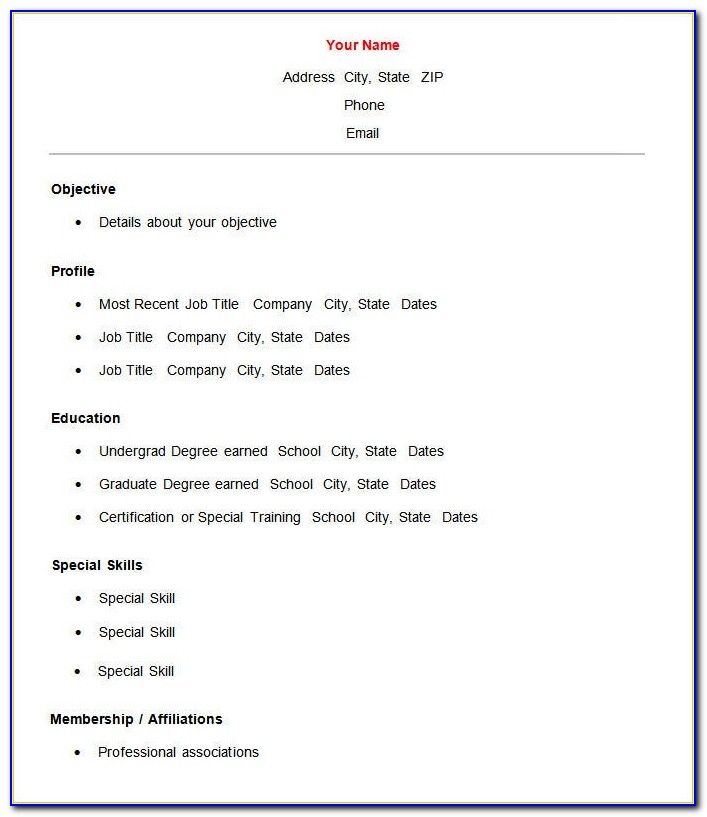 Free Resume Template Words