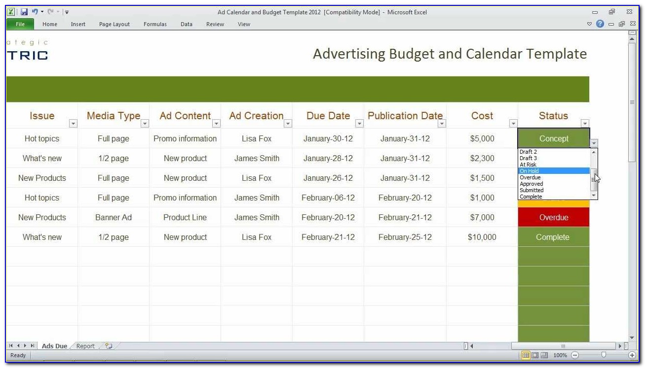 Marketing Budget Template Free Download