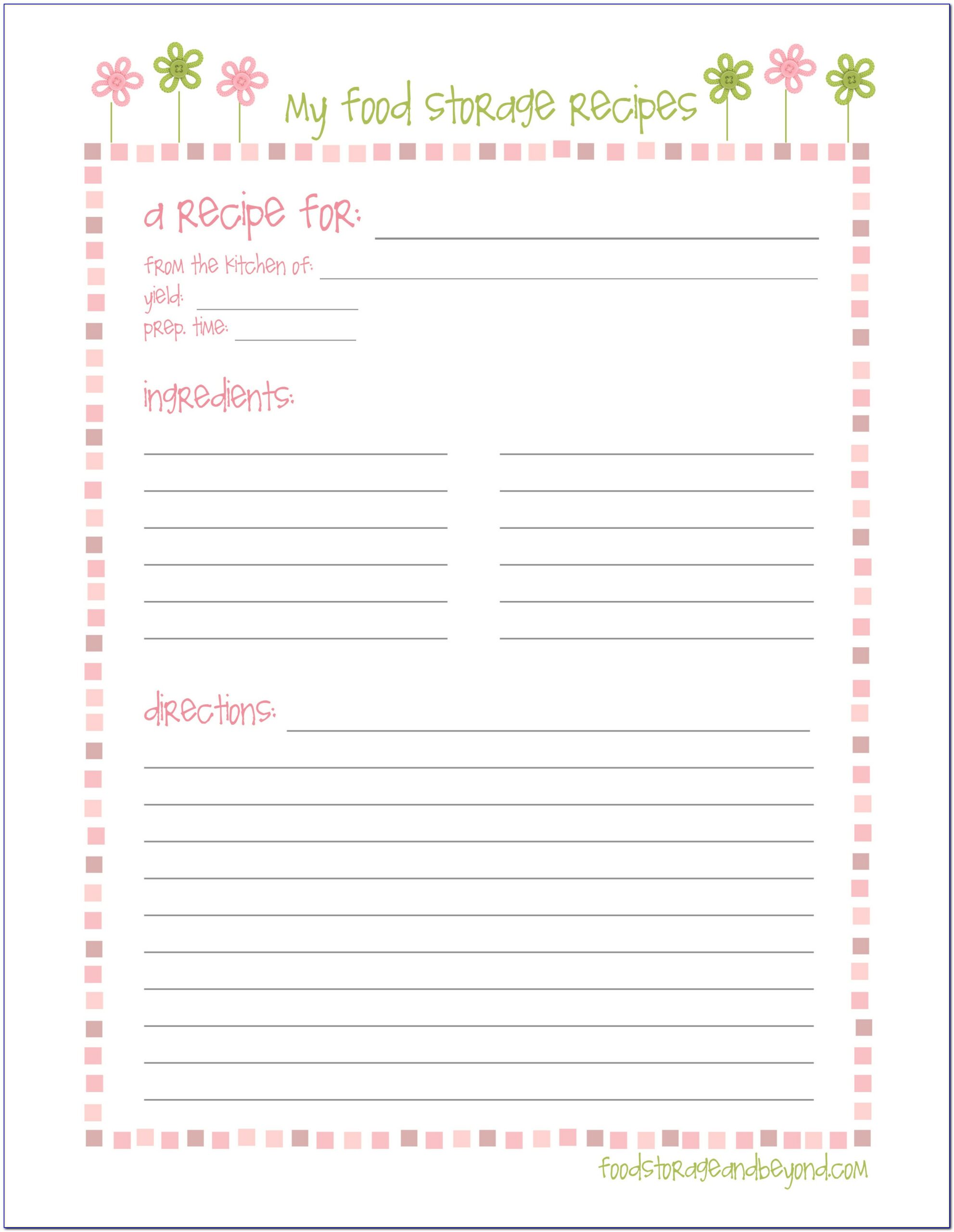 Printable Recipe Pages Template