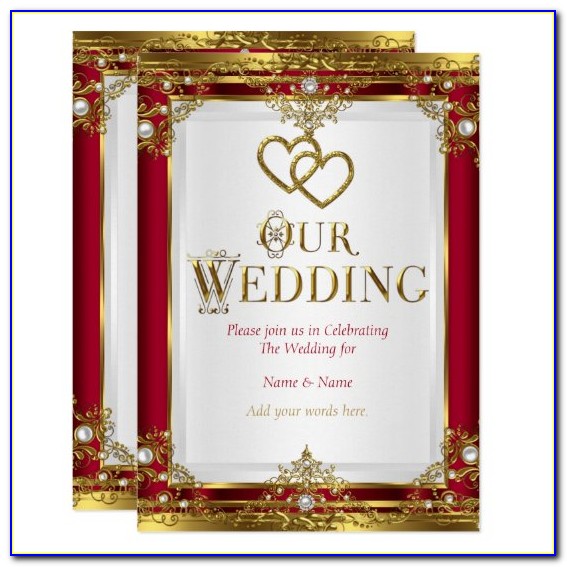 Red White And Gold Wedding Invitations