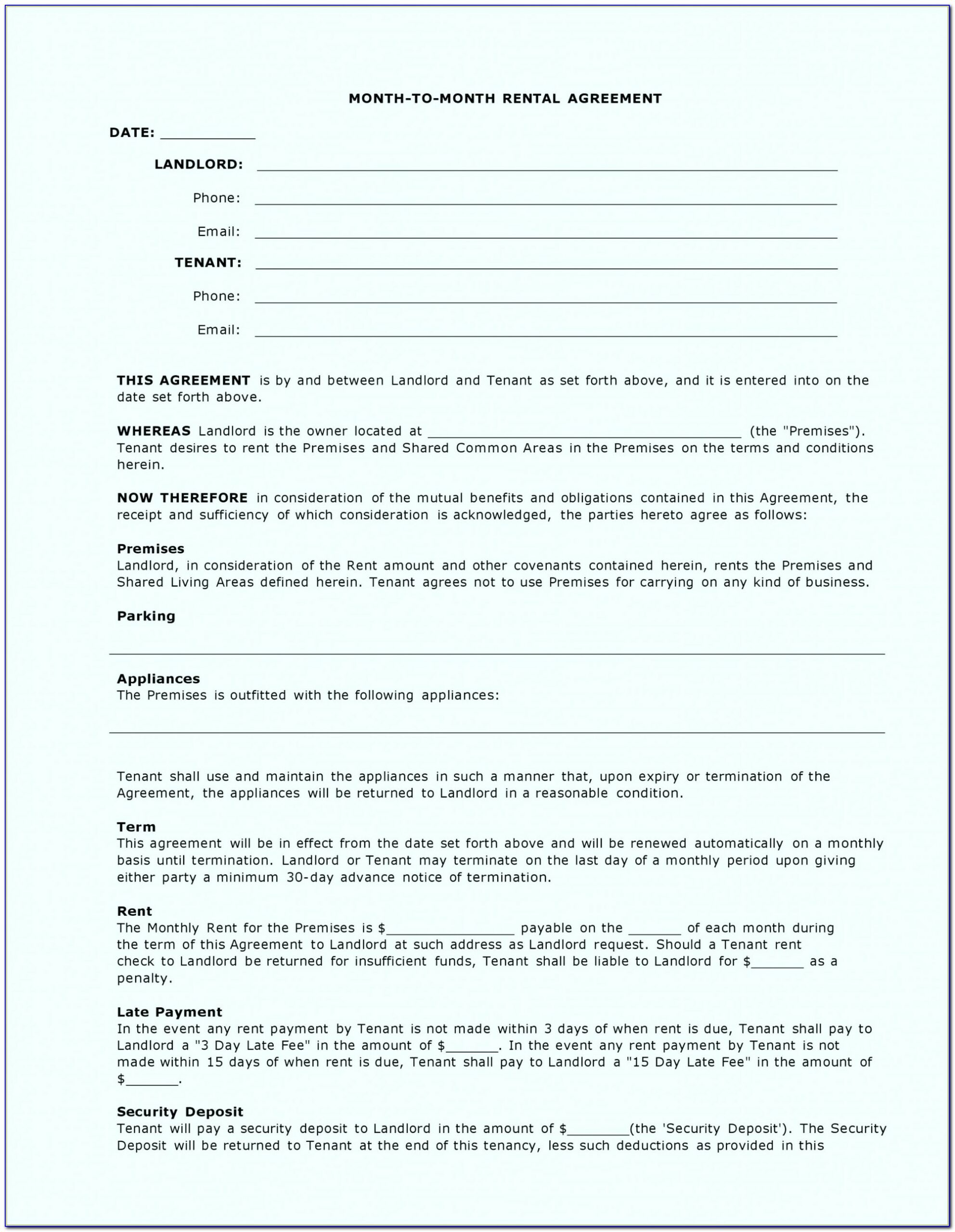 Simple Sublease Contract Template