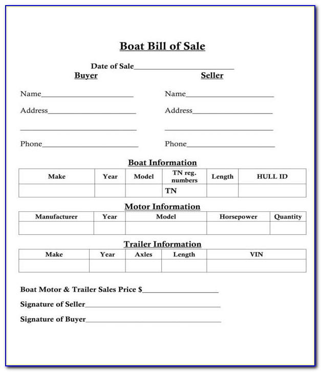 Used Car Bill Of Sale Template Uk