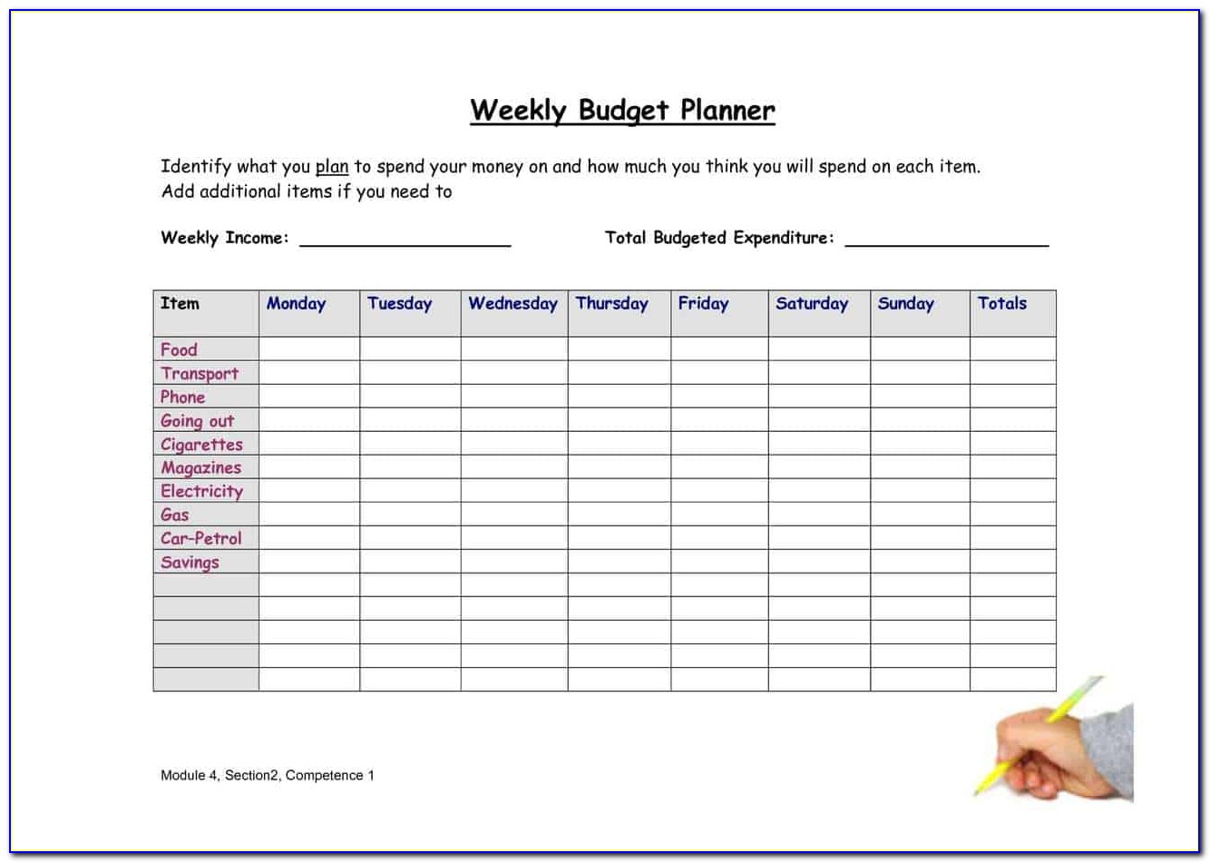Weekly Budget Excel Spreadsheet Template