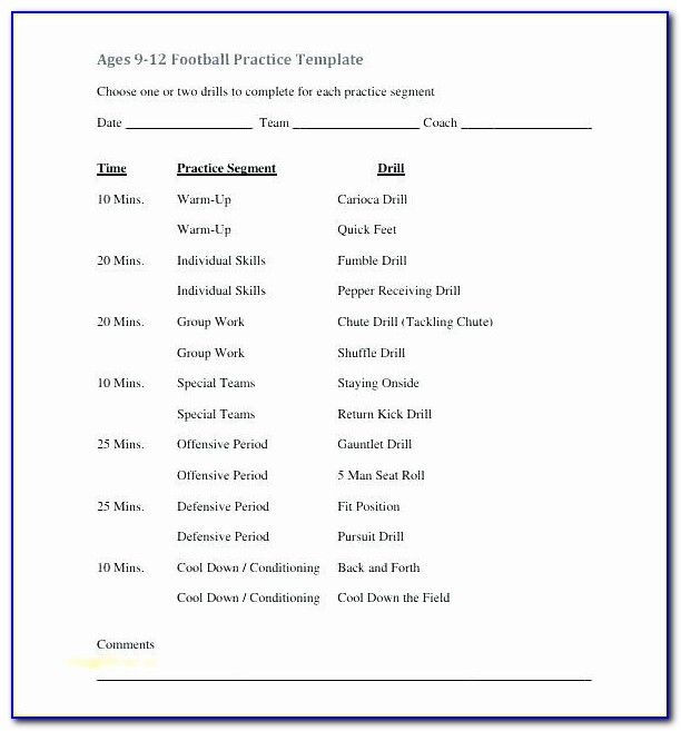 Youth Baseball Practice Plan Template