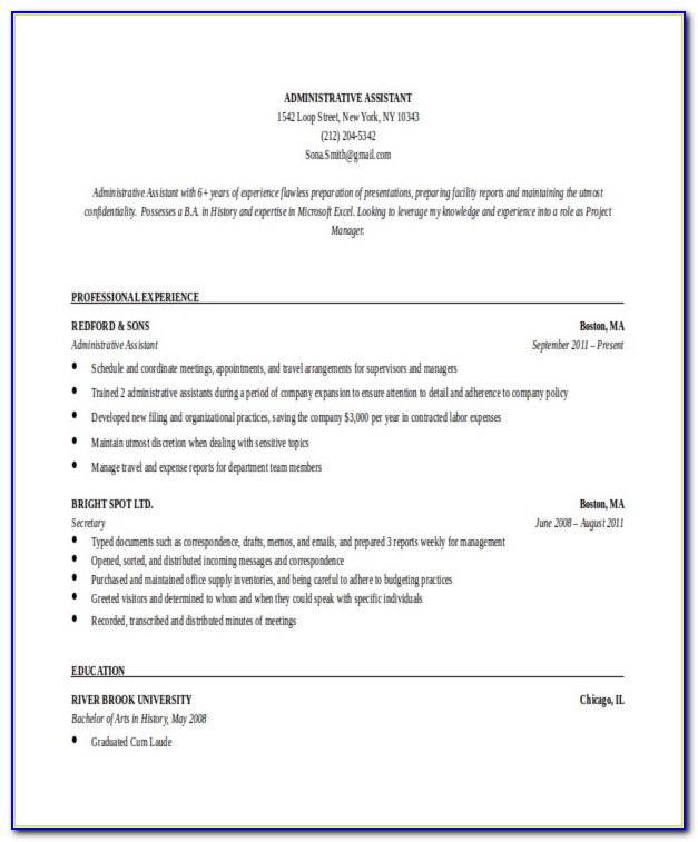Administrative Assistant Resume Template Microsoft Word