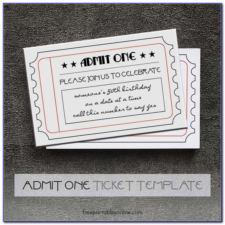 Admit One Ticket Invitation Template Free
