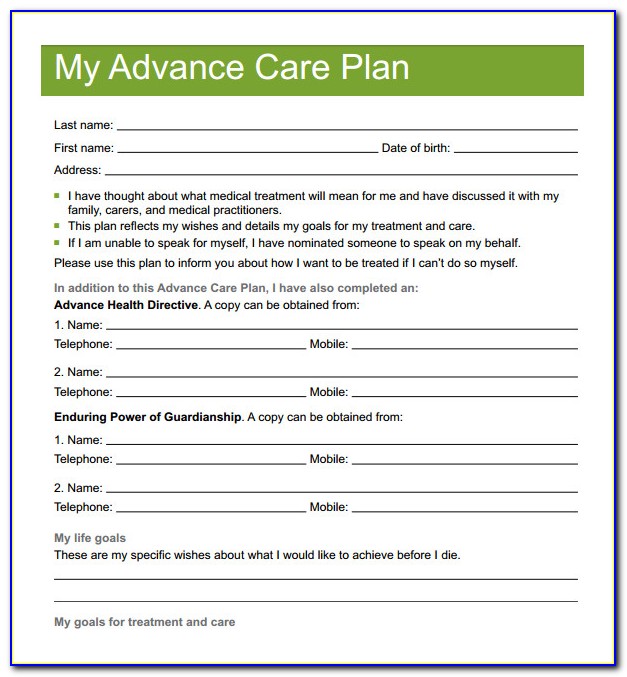 Advance Care Directive Form Uk