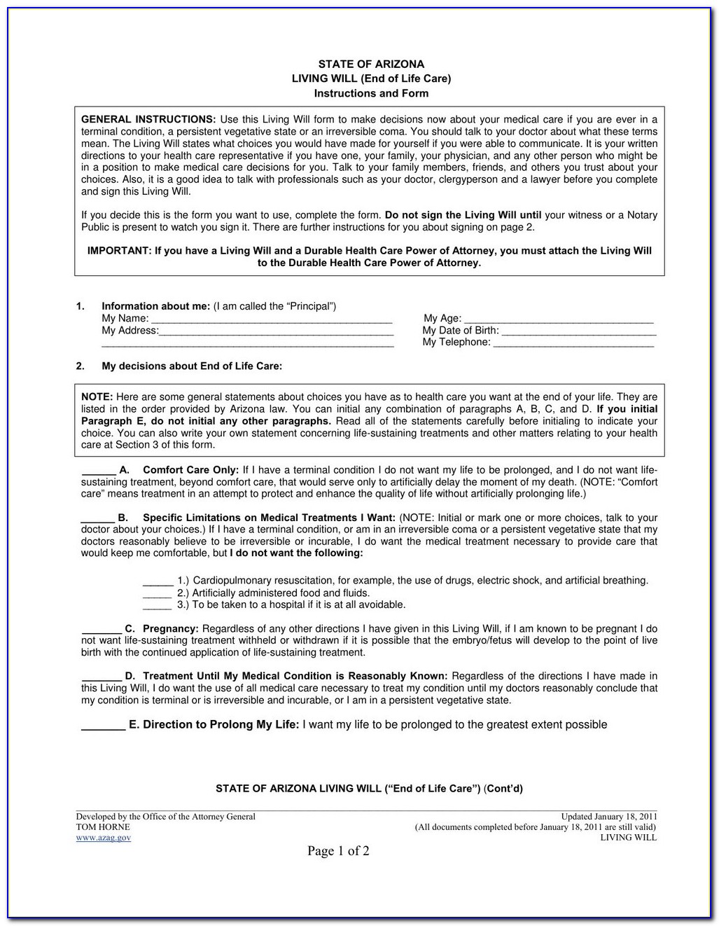Advance Directive Forms Texas Free