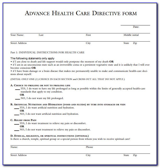 Advance Health Care Directive Forms Texas