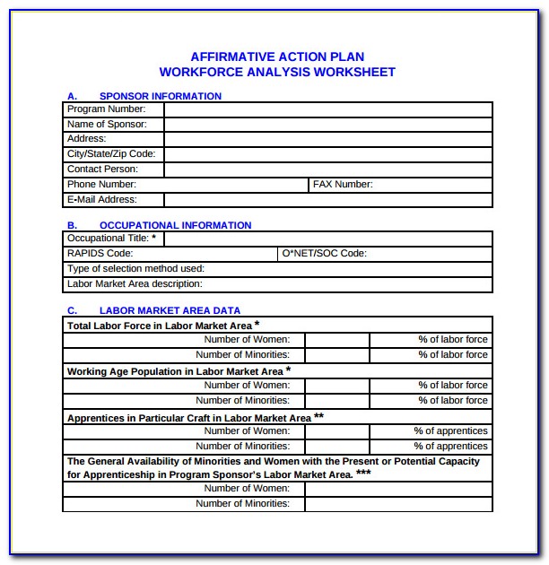 Affirmative Action Plan Template Wisconsin