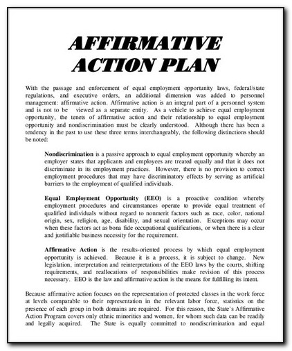 Affirmative Action Policy Statement Template