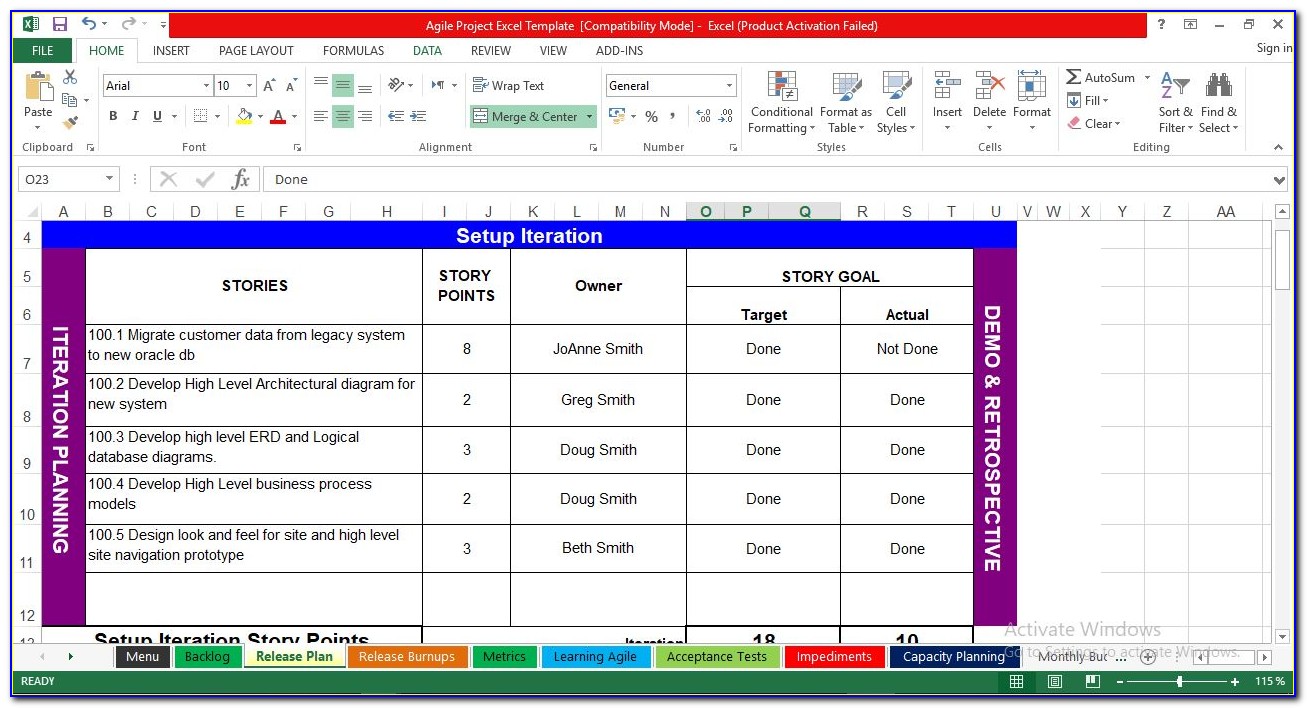 Agile Project Planning Template Excel