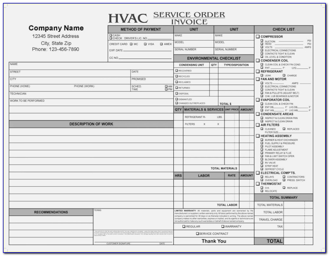 Air Conditioning Invoice Template