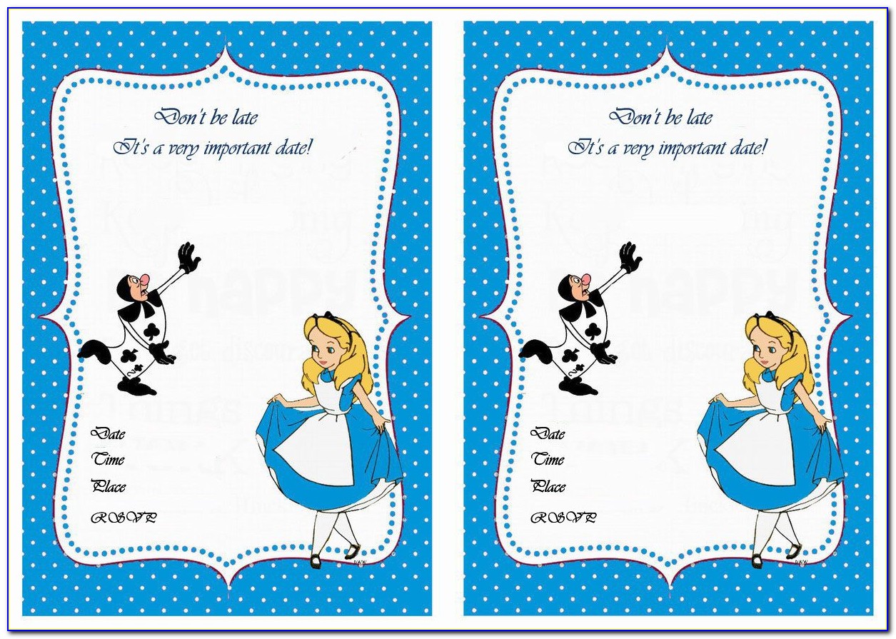 Alice In Wonderland Birthday Invitations Templates