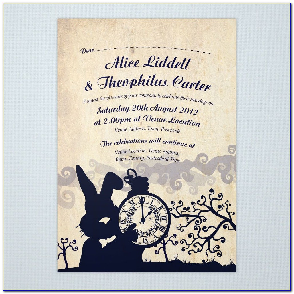 Alice In Wonderland Wedding Invitation Template Free