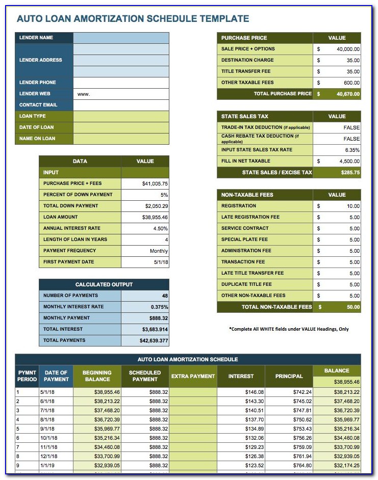 Amortization Schedule Template For Excel