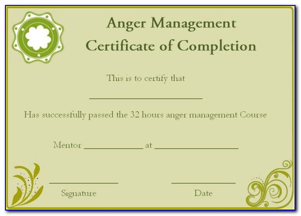 Anger Management Certificate Templates