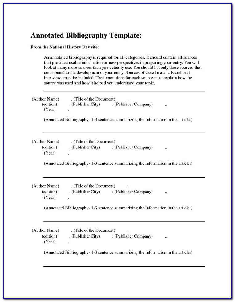 Annotated Bibliography Template Apa Format