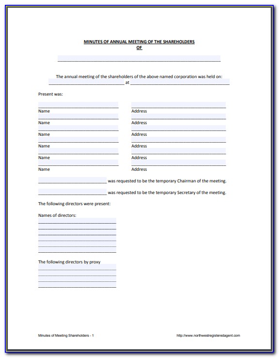 Annual Business Meeting Minutes Template