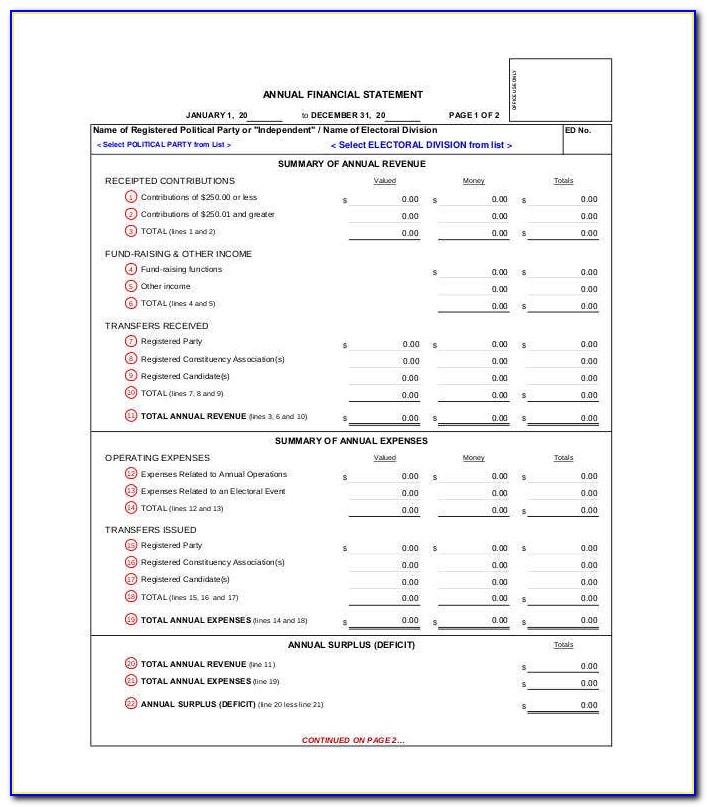 Annual Financial Statements Template Excel