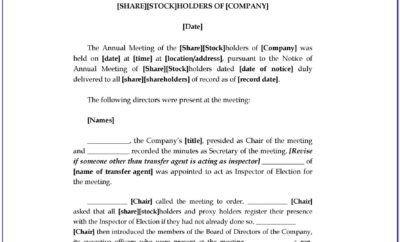 Annual Llc Meeting Minutes Template