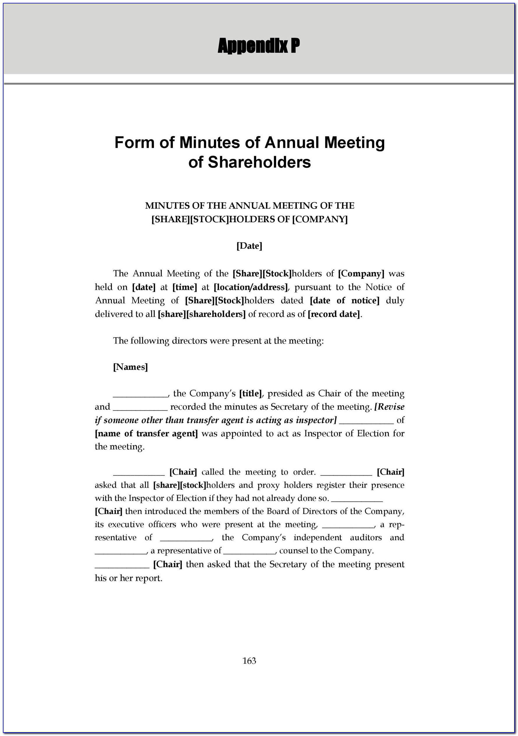 Annual Llc Meeting Minutes Template