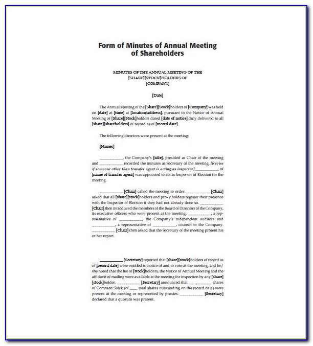 Annual Meeting Minutes Form